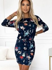 Sukienka Model 13-160 Flowers/Navy - Numoco. Niebieskie sukienki damskie NUMOCO, bez wzorów, z elastanu, sportowe, bez ramiączek. Za 218.32 zł.