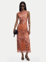 Desigual Sukienka koktajlowa Lua 25WWVK26 Pomarańczowy Slim Fit. Brązowe sukienki damskie Desigual, bez wzorów, z syntetyku, wizytowe, bez ramiączek. Za 459.99 zł.