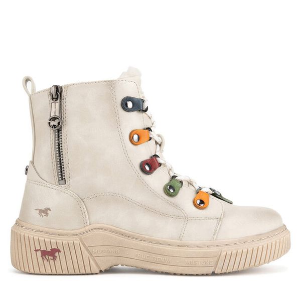 Trzewiki Mustang. Brązowe botki damskie Mustang, bez obcasa, na płaskiej podeszwie, bez zapięcia. Za 269.99 zł.