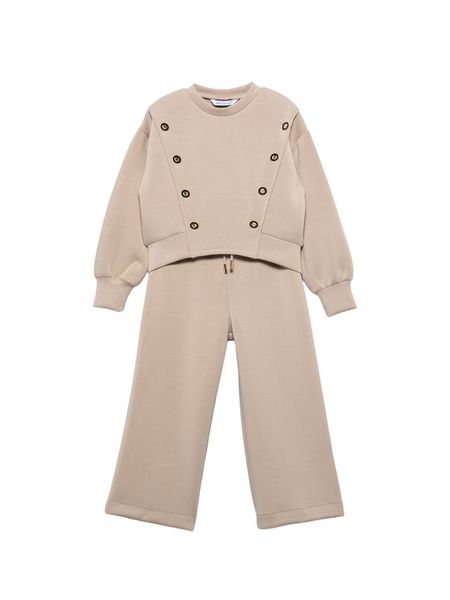 Abel & Lula Komplet bluza i spodnie materiałowe 5730 Beżowy Regular Fit. Brązowe bluzy dziewczęce Abel & Lula, bez wzorów, z materiału, bez ramiączek, bez kaptura. Za 359.99 zł.