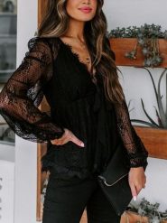 Milan Kiss Bluzka w kolorze czarnym rozmiar: L. Czarne bluzki damskie Milan Kiss, l, bez wzorów, z koronki, bez kołnierzyka, bez ramiączek. Za 130.99 zł.