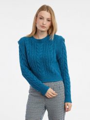 Orsay Sweter w kolorze niebieskim rozmiar: XL. Niebieskie swetry klasyczne damskie Orsay, xl, ze splotem, bez kołnierzyka. Za 56.93 zł.
