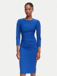 Rinascimento Sukienka koktajlowa CFC0130327003 Niebieski Slim Fit. Niebieskie sukienki damskie Rinascimento, bez wzorów, z syntetyku, wizytowe, bez ramiączek. Za 529.99 zł.