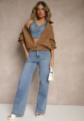 Niebieskie Szerokie Jeansy High Waist z Wiskozą Liolea. Niebieskie jeansy damskie Renee, bez wzorów, z jeansu. Za 119.99 zł.