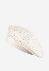 Jasnobeżowa Czapka Beret z Ozdobnym Wzorem w Cyrkonie Blorgga. Brązowe czapki damskie Born2be, bez wzorów. Za 49.99 zł.