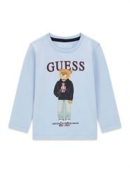 Guess Bluzka N6YI06 K3794 Niebieski jasny Regular Fit. Niebieskie t-shirty i koszulki chłopięce Guess, z aplikacjami, z bawełny, bez kołnierzyka, bez ramiączek. Za 114.99 zł.