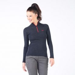Vega - damska koszulka 100% merino wełna 195 g/m² z zamkiem YKK. Szare koszulki damskie WOOLONA, m, bez wzorów, z wełny, bez kołnierzyka, bez ramiączek. W wyprzedaży za 306.00 zł.