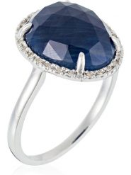 ATELIER DU DIAMANT Złoty pierścionek "Bermudes Nouvelles" z diamentami i szafirem rozmiar: 54. Niebieskie pierścionki damskie ATELIER DU DIAMANT, z diamentem, złote. Za 1,861.99 zł.