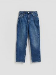 Jeansy straight leg - niebieski. Niebieskie jeansy damskie Reserved. Za 199.99 zł.