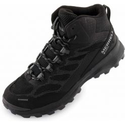 Merrell Speed Strike Mid GTX damskie buty trekkingowe, czarne, rozmiar 40. Czarne obuwie trekkingowe damskie Merrell, z gore-texu, bez zapięcia. Za 707.99 zł.