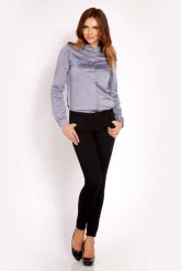 Szara Koszula z Niską Stójką. Szare koszule damskie Lou-Lou, l, bez wzorów, z bawełny, bez kołnierzyka, bez ramiączek. Za 129.00 zł.