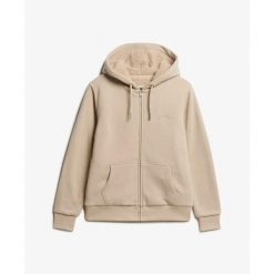 Damska bluza zapinana na zamek z kapturem z wełnianą podszewką Superdry. Szare bluzy damskie Superdry, xs, bez wzorów, z dresówki, z kapturem. Za 402.65 zł.