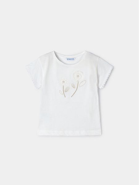 Mayoral T-Shirt 3083 Écru Regular Fit. Koszulki i t-shirty dziewczęce Mayoral, bez wzorów, z bawełny, bez kołnierzyka, bez ramiączek. Za 69.99 zł.