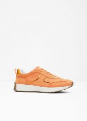 Sneakersy z metalicznymi detalami. Brązowe obuwie sportowe casual damskie bonprix, bez zapięcia. Za 124.99 zł.