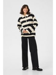 Kaffe Koszulka polo w kolorze kremowo-czarnym rozmiar: XXL. Brązowe bluzki damskie Kaffe, xxl, bez wzorów, z bawełny, bez kołnierzyka, bez ramiączek. Za 74.46 zł.