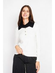 William de Faye Sweter w kolorze biało-czarnym rozmiar: 40. Białe swetry klasyczne damskie William de Faye, bez kołnierzyka. Za 104.99 zł.