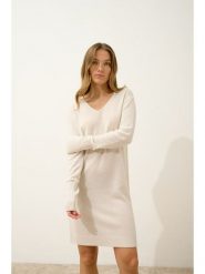 Just Cashmere Kaszmirowa sukienka "Mileya" w kolorze kremowym rozmiar: XXL. Brązowe sukienki damskie Just Cashmere, bez wzorów, z kaszmiru, bez ramiączek. Za 314.78 zł.