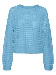 Vero Moda Sweter w kolorze błękitnym rozmiar: M. Niebieskie swetry klasyczne damskie Vero Moda, m, ze splotem, bez kołnierzyka. Za 79.21 zł.