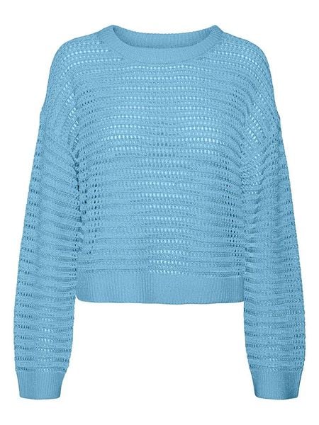 Vero Moda Sweter w kolorze błękitnym rozmiar: L. Niebieskie swetry klasyczne damskie Vero Moda, l, ze splotem, bez kołnierzyka. Za 86.99 zł.
