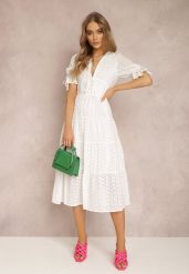 Biała Sukienka Evonia. Białe sukienki damskie Renee, z aplikacjami, boho, bez ramiączek. W wyprzedaży za 183.99 zł.