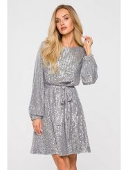 Made of emotion Sukienka w kolorze srebrnym rozmiar: XL. Szare sukienki damskie Made Of Emotion, bez wzorów, bez ramiączek. Za 229.99 zł.