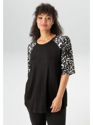 Aniston Koszulka w kolorze czarno-białym rozmiar: 44. Białe bluzki damskie Aniston, bez wzorów, z wiskozy, bez kołnierzyka, bez ramiączek. Za 65.99 zł.