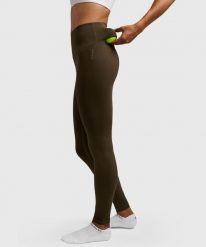 Legginsy sportowe damskie. Zielone legginsy damskie NORDICDOTS, bez wzorów, z materiału. Za 365.00 zł.