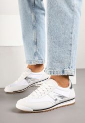 Białe Sneakersy Ozdobione Geometrycznym Motywem Clevandra. Białe obuwie sportowe damskie Renee, z jeansu, bez zapięcia. Za 69.99 zł.