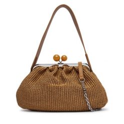 Torebka Weekend Max Mara. Brązowe torebki wieczorowe damskie Weekend Max Mara, bez wzorów, bez dodatków. Za 1,579.00 zł.