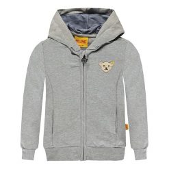 Bluza w kolorze szarym. Szare bluzy chłopięce Steiff, z kapturem. W wyprzedaży za 112.95 zł.