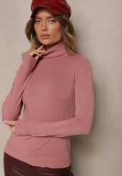 Ciemnoróżowy Casualowy Golf z Wiskozą i Modalem Lannetora. Czerwone golfy damskie Renee, z aplikacjami, z jeansu, bez ramiączek. Za 44.99 zł.
