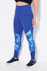 Damskie Sportowe legginsy szybkoschnące wysoki stan kieszeń na zamek. Niebieskie legginsy damskie Ulla Popken, plus size, bez wzorów, z elastanu, z podwyższonym stanem. Za 239.99 zł.