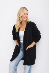 BLUZA DELIA CZARNA S - Flawless. Czarne bluzy damskie Flawless, na jesień, s, bez wzorów, z bawełny, bez kaptura. Za 420.00 zł.