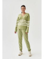 TATUUM Sweter w kolorze zielono-białym rozmiar: XL. Białe swetry klasyczne damskie TATUUM, xl, ze splotem, bez kołnierzyka. Za 113.90 zł.