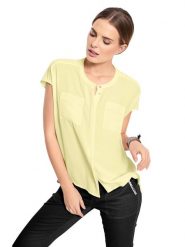 Heine Bluzka w kolorze żółtym rozmiar: 44. Żółte bluzki damskie Heine, bez wzorów, bez kołnierzyka, bez ramiączek. Za 104.99 zł.