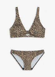 Bikini bustier (2 części). Brązowe bikini bonprix, z aplikacjami. Za 114.99 zł.