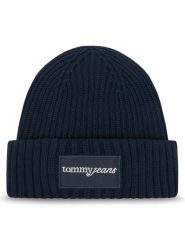 Tommy Jeans Czapka Script AW0AW17909 Granatowy. Niebieskie czapki damskie Tommy Jeans, na zimę, bez wzorów, z bawełny. Za 199.99 zł.