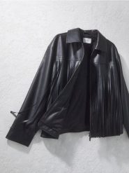 Kurtka z frędzlami - czarny. Czarne kurtki damskie Reserved, l, bez wzorów, ze skóry, bez kaptura. W wyprzedaży za 89.99 zł.