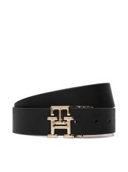 Tommy Hilfiger Pasek Th Logo Rev 3.0 Pebble AW0AW18691 Czarny. Czarne paski damskie Tommy Hilfiger, bez wzorów, ze skóry. Za 309.99 zł.