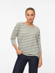 Vero Moda Koszulka w kolorze khaki rozmiar: S. Brązowe bluzki damskie Vero Moda, s, bez wzorów, z materiału, bez kołnierzyka, bez ramiączek. Za 65.85 zł.