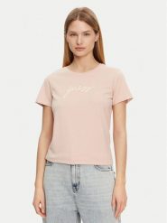 Guess T-Shirt O5GI02 KBBU1 Różowy Regular Fit. Czerwone t-shirty damskie Guess, m, z aplikacjami, z bawełny, bez kołnierzyka. Za 79.99 zł.