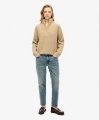 Superdry Jeansy Slim Mid Rise z Bawełny Organicznej - Logan Vintage Dark Blue. Niebieskie jeansy damskie Superdry. Za 408.75 zł.