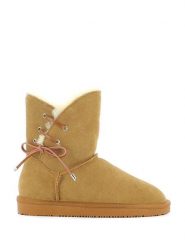 NICEBAY Skórzane botki zimowe "Manitoba" w kolorze jasnobrązowym rozmiar: 36. Brązowe botki damskie NICEBAY, na zimę, z materiału, bez obcasa, bez zapięcia. Za 152.62 zł.