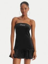 Juicy Couture Sukienka codzienna Ruffle JCWED126311 Czarny Slim Fit. Czarne sukienki damskie Juicy Couture, bez wzorów, z syntetyku, bez ramiączek. Za 299.99 zł.