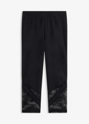 Legginsy rybaczki z koronką. Czarne legginsy damskie bonprix, bez wzorów, z koronki. Za 59.99 zł.
