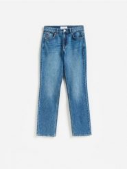 Jeansy straight slim - niebieski. Niebieskie jeansy damskie Reserved. Za 139.99 zł.