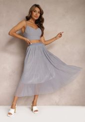 Szara Rozkloszowana Spódnica z Tiulu Wykończona Gumką w Pasie Risshara. Szare spódnice damskie Renee, na co dzień, l, bez wzorów, z tiulu, eleganckie, midi. Za 44.99 zł.