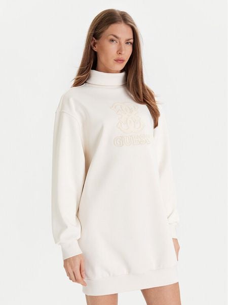 Guess Sukienka codzienna V5YK07 KCX22 Écru Regular Fit. Białe sukienki damskie Guess, z aplikacjami, z syntetyku, bez ramiączek. Za 240.99 zł.
