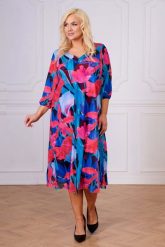 Elegancka sukienka Rosita z rękawem 3/4 na wesele XXL OVERSIZE WIOSNA. Sukienki damskie Moda Size Plus Iwanek, bez wzorów, z elastanu, eleganckie, bez ramiączek. Za 429.90 zł.