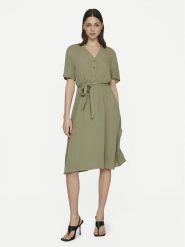 Vila Sukienka koszulowa Moashly 14089260 Zielony Regular Fit. Zielone sukienki damskie Vila, bez wzorów, z wiskozy, bez ramiączek. Za 129.99 zł.